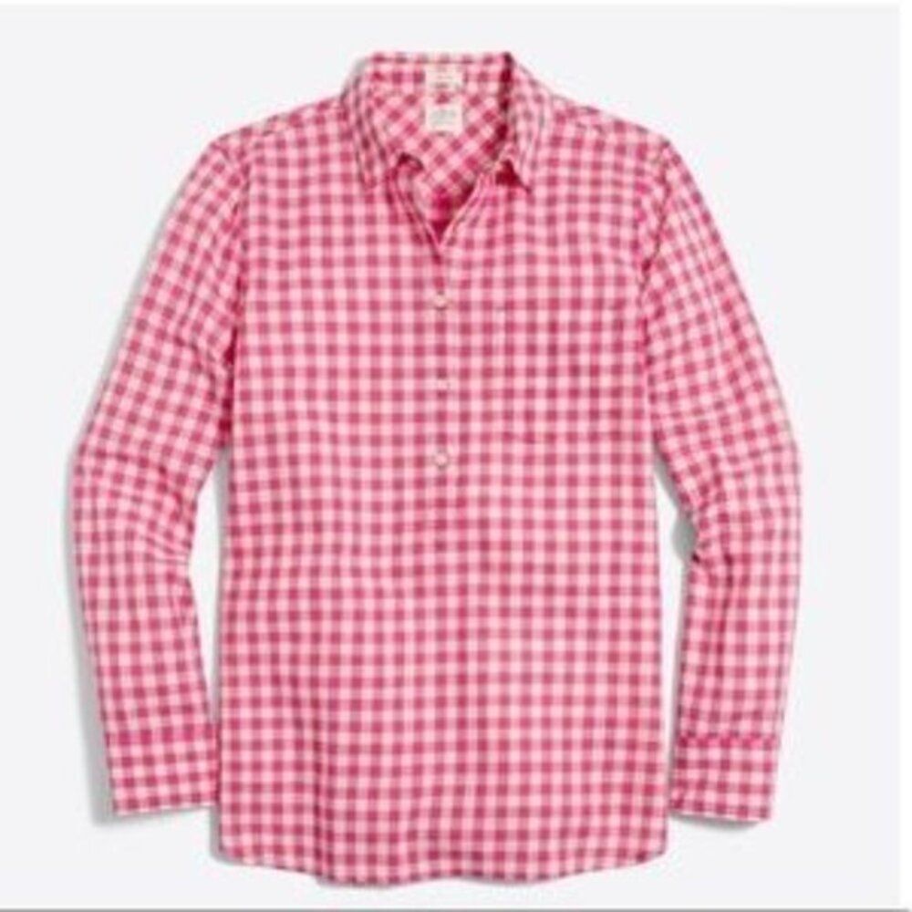 J. Crew Boy Fit Pink Gingham Plaid Shirt, XS